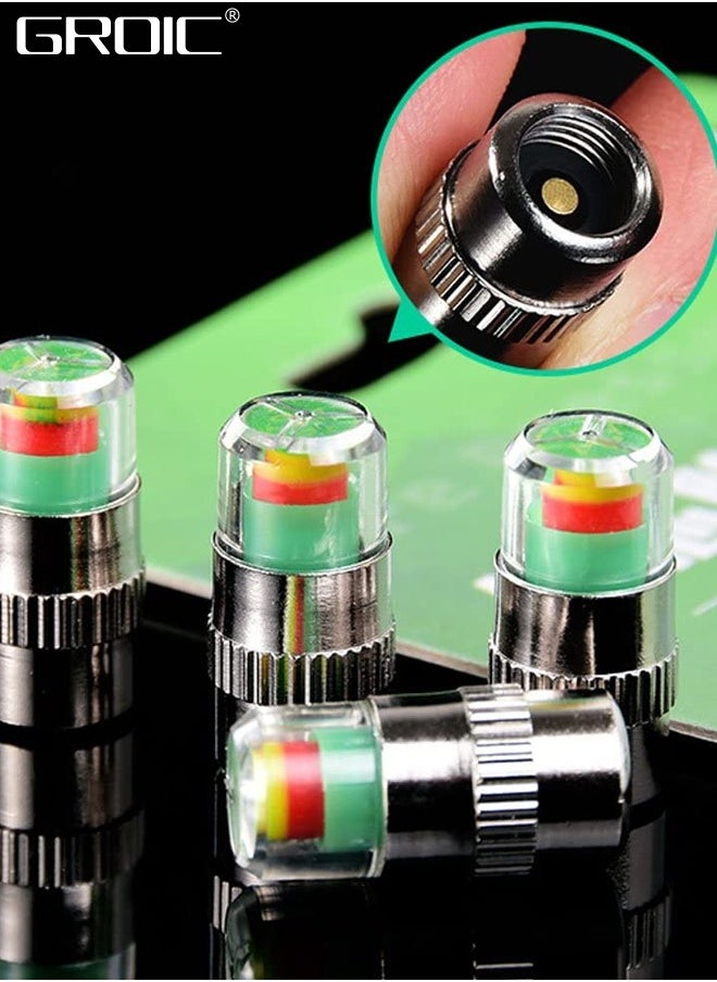 GROIC - 4Pcs 2.4 Bar 36 PSI Car Tire Pressure Monitor Valve Stem Caps Sensor Indicator Tire Monitor Cap 3 Color Eye Alert TPMS Tire Pressure Monitor System - Image 1