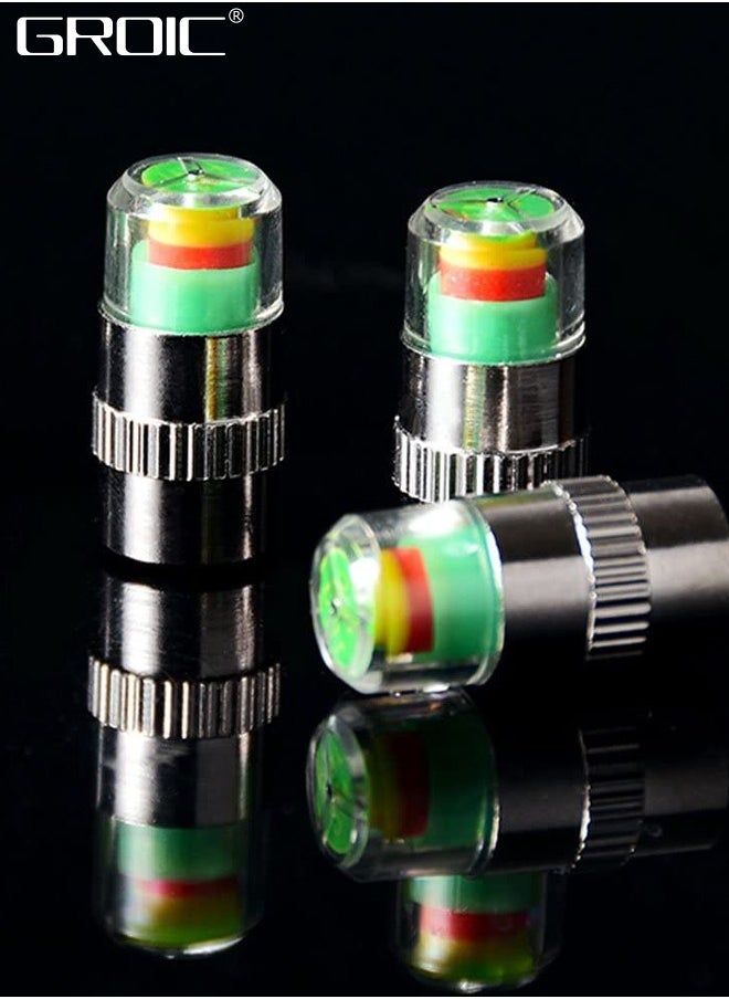 GROIC - 4Pcs 2.4 Bar 36 PSI Car Tire Pressure Monitor Valve Stem Caps Sensor Indicator Tire Monitor Cap 3 Color Eye Alert TPMS Tire Pressure Monitor System - Image 1