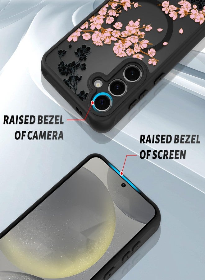 OOK Case Fit for Samsung Galaxy S24 Plus 6.7 Inch (Compatible with MagSafe) Pink Floral Flowers Design Translucent Phone Cover Soft TPU + Hard PC Anti-Scratch Shockproof Magnetic Case for Women - Image 3