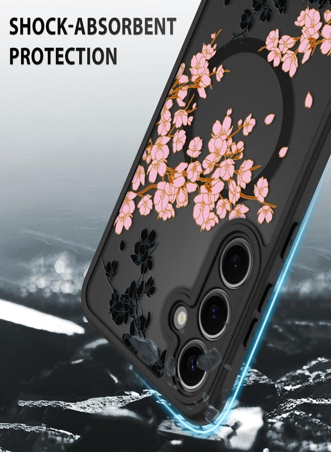 OOK Case Fit for Samsung Galaxy S24 Plus 6.7 Inch (Compatible with MagSafe) Pink Floral Flowers Design Translucent Phone Cover Soft TPU + Hard PC Anti-Scratch Shockproof Magnetic Case for Women - Image 4