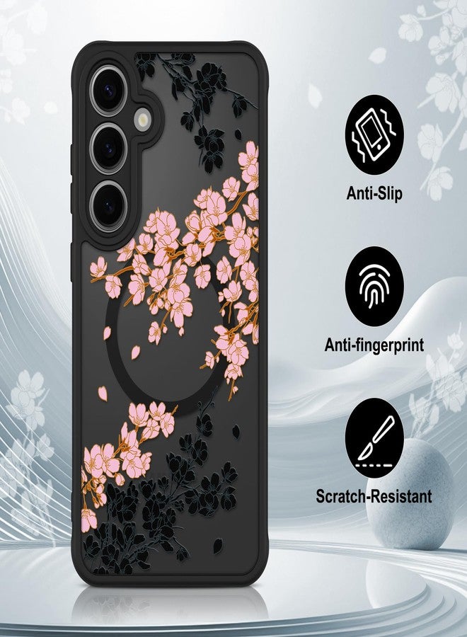 OOK Case Fit for Samsung Galaxy S24 Plus 6.7 Inch (Compatible with MagSafe) Pink Floral Flowers Design Translucent Phone Cover Soft TPU + Hard PC Anti-Scratch Shockproof Magnetic Case for Women - Image 5