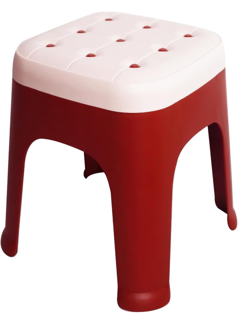 El Watania Classic Prime Large Square Chair, Al Wataniya Plastic, 42 cm Height, 30 cm Width, Red & White Color, 6222011765721