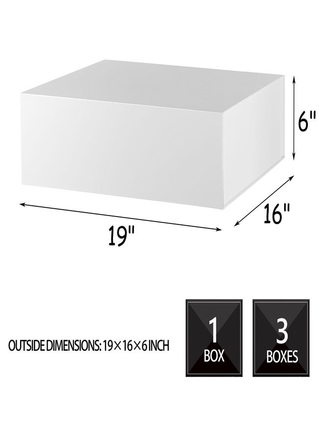 صندوق هدايا أبيض كبير جدًا من OEMVALATY - 19 × 16 × 6 بوصات، صندوق مستطيل قابل للطي ضخم بغطاء وإغلاق مغناطيسي، مثالي لطلب يد صديق العريس أو فستان الزفاف - Image 2