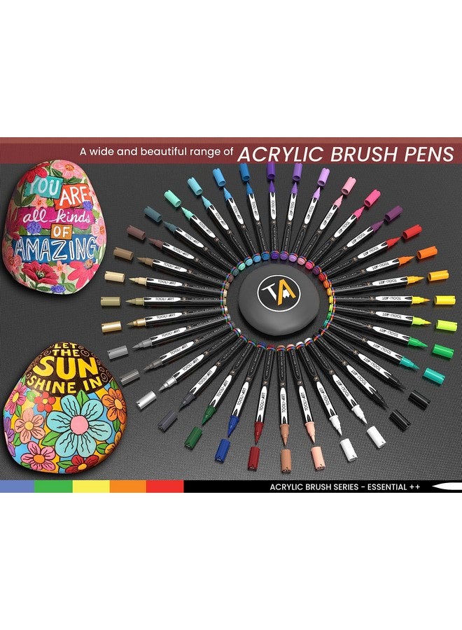 TOOLI-ART 36 Flexible Brush Tip Acrylic Paint Pens Markers Set 17Mm Line For Rock Painting Brush Lettering Scrapbooking Glass Mugs Wood Metal Canvas Fabric Plastic. Non Toxic Waterbased Quick Drying - Image 3