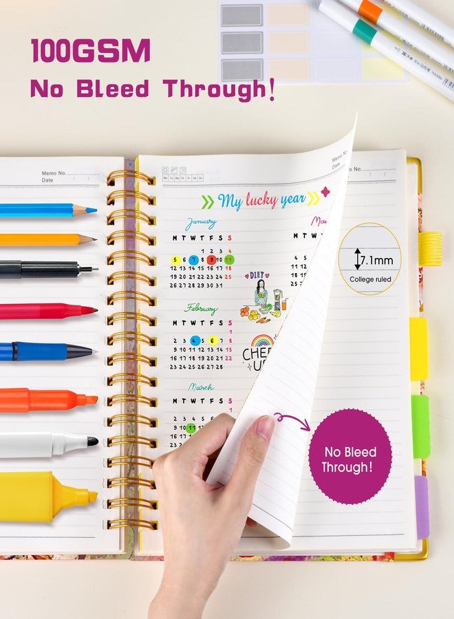 dilitego Hardcover Spiral Notebook journal with Removable Dividers Tabs, 300 Pages 5 Subject Notebook College Ruled, 100GMS Notebooks for Work School Note taking,Lined Journal for Women,Autumn Tree - Image 5