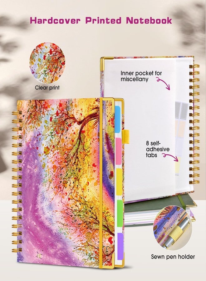 dilitego Hardcover Spiral Notebook journal with Removable Dividers Tabs, 300 Pages 5 Subject Notebook College Ruled, 100GMS Notebooks for Work School Note taking,Lined Journal for Women,Autumn Tree - Image 2
