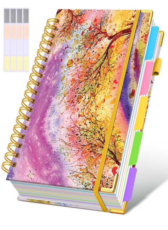 dilitego Hardcover Spiral Notebook journal with Removable Dividers Tabs, 300 Pages 5 Subject Notebook College Ruled, 100GMS Notebooks for Work School Note taking,Lined Journal for Women,Autumn Tree - Image 1