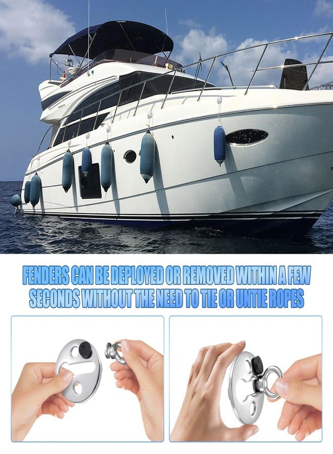 HSOKEW 6 Pairs Fender Lock, Boat Fender Lock 316 Stainless Steel Boat Clips Boat Holder Quick Release Fenders Hanger for Pontoon Boat, 3/8" Eye x 1-1/2" OD Flange - Image 4