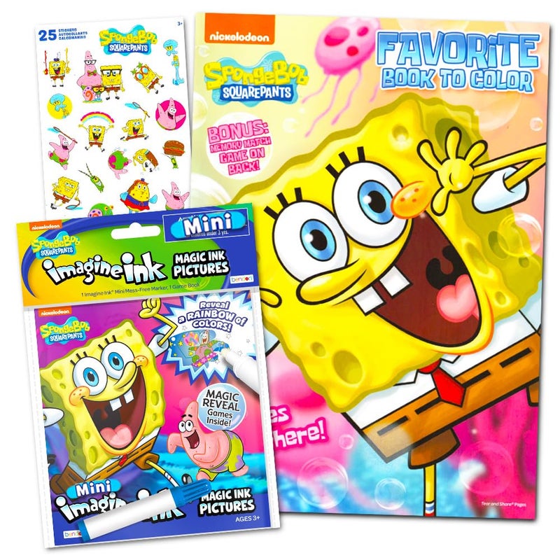Bendon Publishing Spongebob Squarepants Coloring Book Set with Coloring Book, Imagine Ink Mess-Free Coloring Book, and Stickers - Image 5