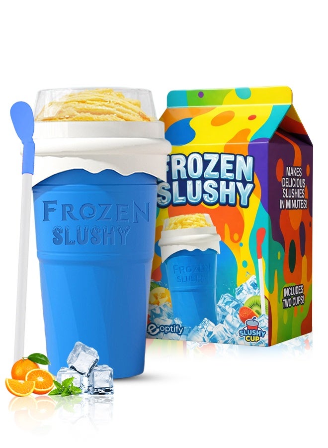 Eoptify أكواب السلاش، صانعي السموذي المجمد السريع السحري، كوب السلاش المنزلي، أكواب صانعة السلاش المحمولة للعصائر، الحليب والآيس كريم، كوب سيليكا مزدوج الطبقة مع أغطية وقشة - Image 1