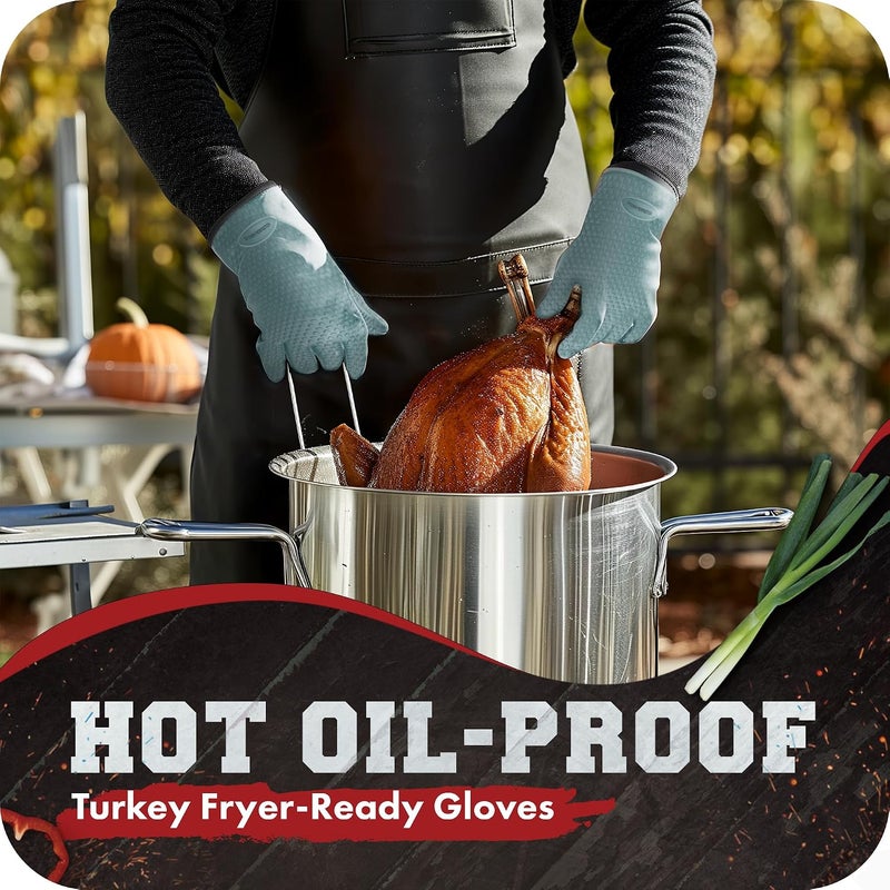 Kitchen perfection XL Silicone Smoker Oven Gloves-Extreme Heat Resistant BBQ Gloves-Handle Hot Food Right on Your Grill Fryer&Pit|Waterproof Grilling Cooking Baking Mitts|Superior Value Set+3 Bonuses - Image 4