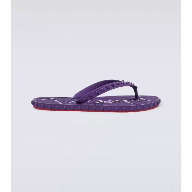LTTL European Style Red Sole Rivet Non-Slip Flat Sandal for Beach and Outdoor Use - Perfect Couple's Choice