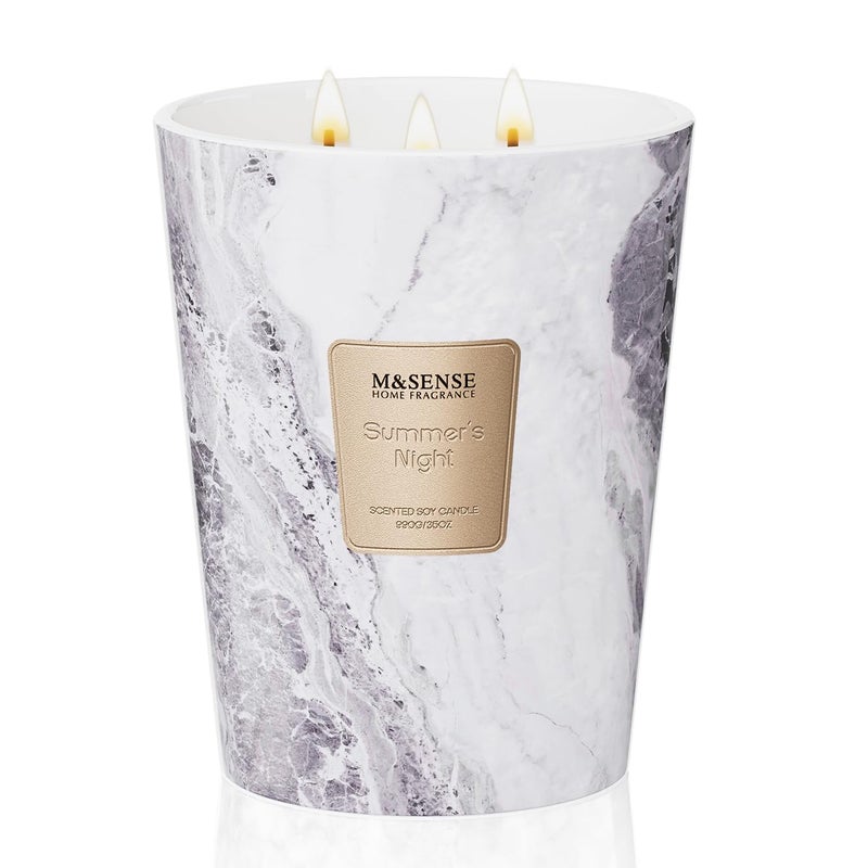 M&Sense Summer Night Scented Candles For Home  3-Wick Highly Scented Jar Candles  Extra Large Candle 35 Oz 150 Hours Long Lasting Burning  Relaxing Aromatherapy Candle For Stress Relief  Meditation - Image 1