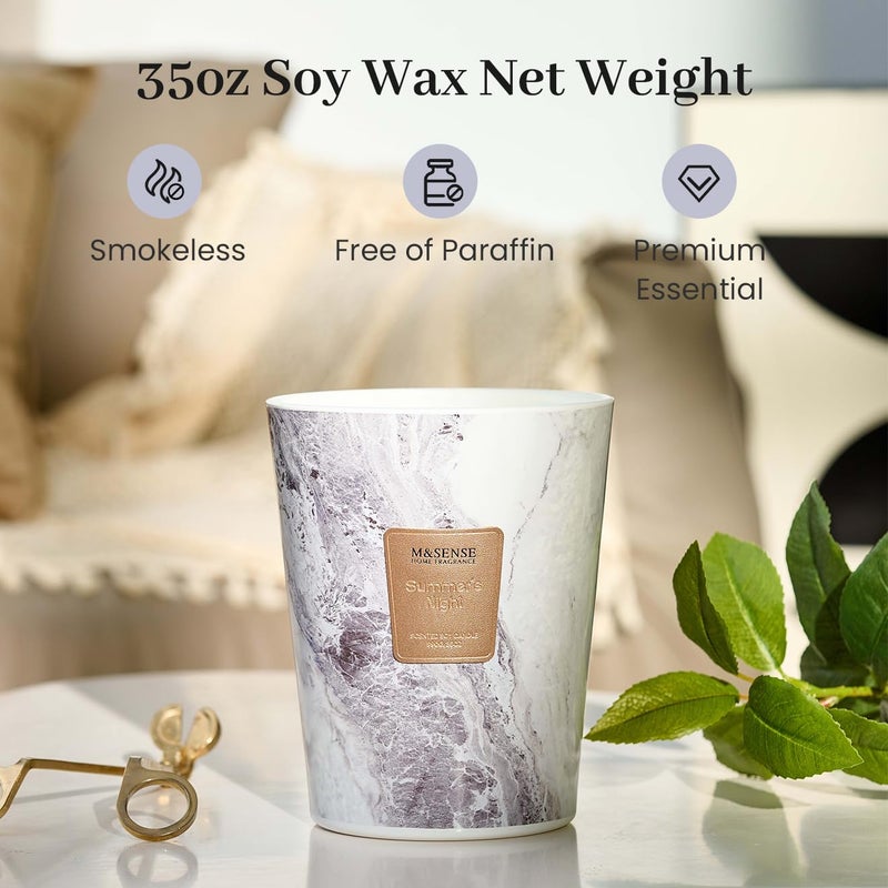 M&Sense Summer Night Scented Candles For Home  3-Wick Highly Scented Jar Candles  Extra Large Candle 35 Oz 150 Hours Long Lasting Burning  Relaxing Aromatherapy Candle For Stress Relief  Meditation - Image 4