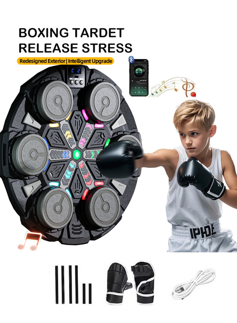 Wall Mounted Electronic Boxing Machine, with Scoring Function,Bluetooth LED Light with USB Charging, Musical Boxing Machine with Training Modes with Boxing Gloves for Kickboxing, Karate, Gym Training - Image 1