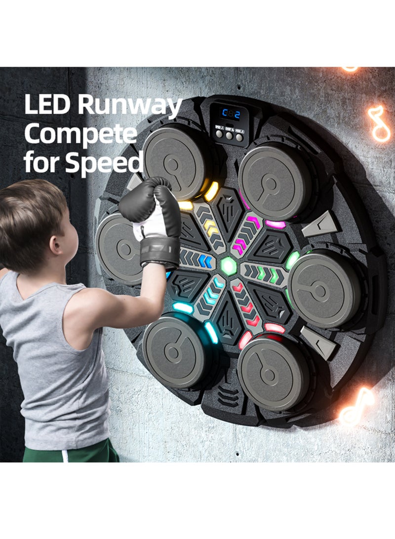 Wall Mounted Electronic Boxing Machine, with Scoring Function,Bluetooth LED Light with USB Charging, Musical Boxing Machine with Training Modes with Boxing Gloves for Kickboxing, Karate, Gym Training - Image 2