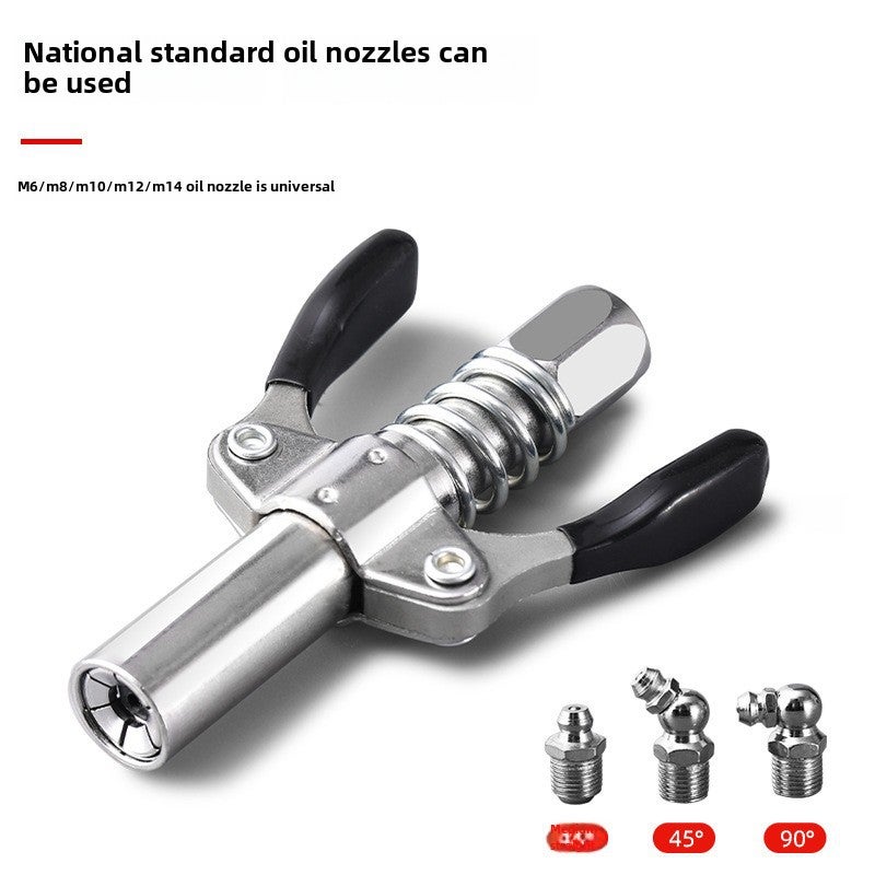 New grease gun nozzle self-locking oil injection nozzle grease gun head locking pliers type high pressure grease nozzle head grease gun accessories(Double handle locking pliers nozzle-Black) - Image 3