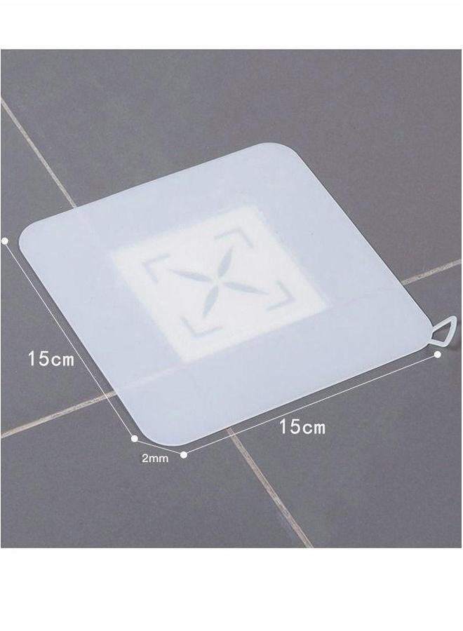 HOMESTAR 4 Pcs Drain Cover, Bathroom Plugs Tub Stopper Sewer Cover Mat Silicone Deodorant Pad Shower Floor Anti-odor Mat, for Kitchen, Laundry, Toilet, White (15cm*15cm) - Image 1