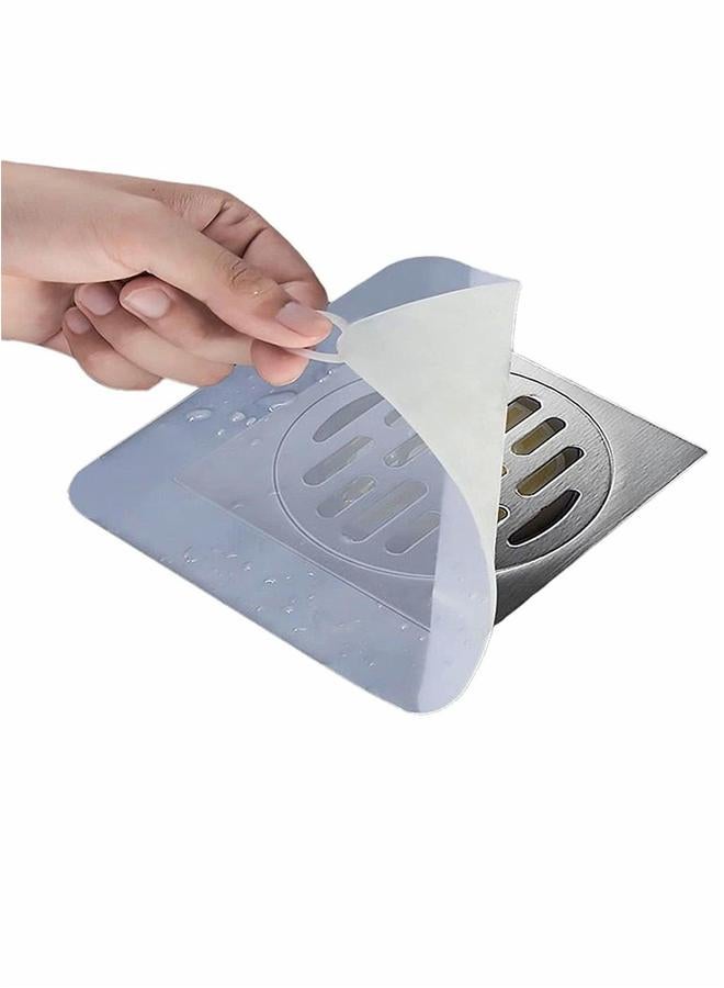 HOMESTAR 4 Pcs Drain Cover, Bathroom Plugs Tub Stopper Sewer Cover Mat Silicone Deodorant Pad Shower Floor Anti-odor Mat, for Kitchen, Laundry, Toilet, White (15cm*15cm) - Image 2
