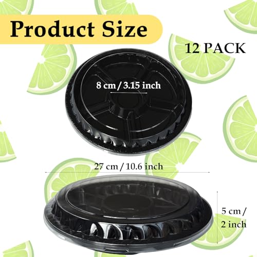 Tiaiidi 12 Pack Plastic Appetizer Trays with LidDisposable Clear Divided Serving Tray6 Sectional Round Food Storage Container Platter for PartySnackFruitVegetable - Image 3