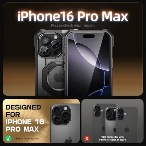 SUPCASE PC For iPhone 16 Pro Max Back Case With Camera Control Capture Button(Unicorn Beetle Grip),[Built-In Stand] [Compatible With Magsafe] Heavy Duty Magnetic Phone Case For iPhone 16 Pro Max,Black - Image 2