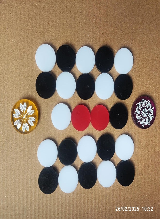 ATCUSA Professional Carrom Board Game International Tournament Champion Acrylic Coins | Set of 24 Coins (6mm) with 2 Striker (8mm) Included (Acrylic Coins 6mm - 24 Coins 2 Strikers) - Image 3
