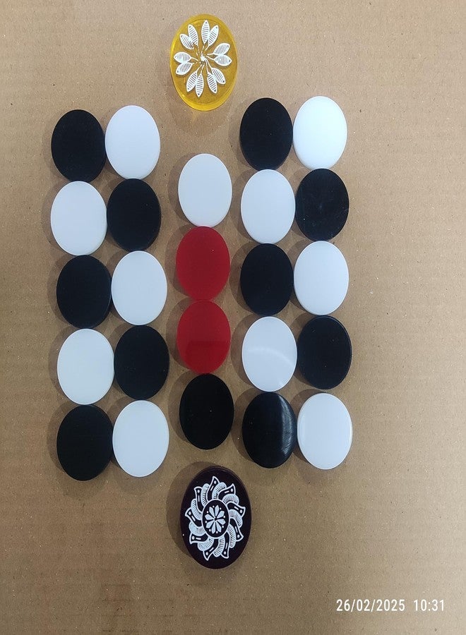 ATCUSA Professional Carrom Board Game International Tournament Champion Acrylic Coins | Set of 24 Coins (6mm) with 2 Striker (8mm) Included (Acrylic Coins 6mm - 24 Coins 2 Strikers) - Image 2