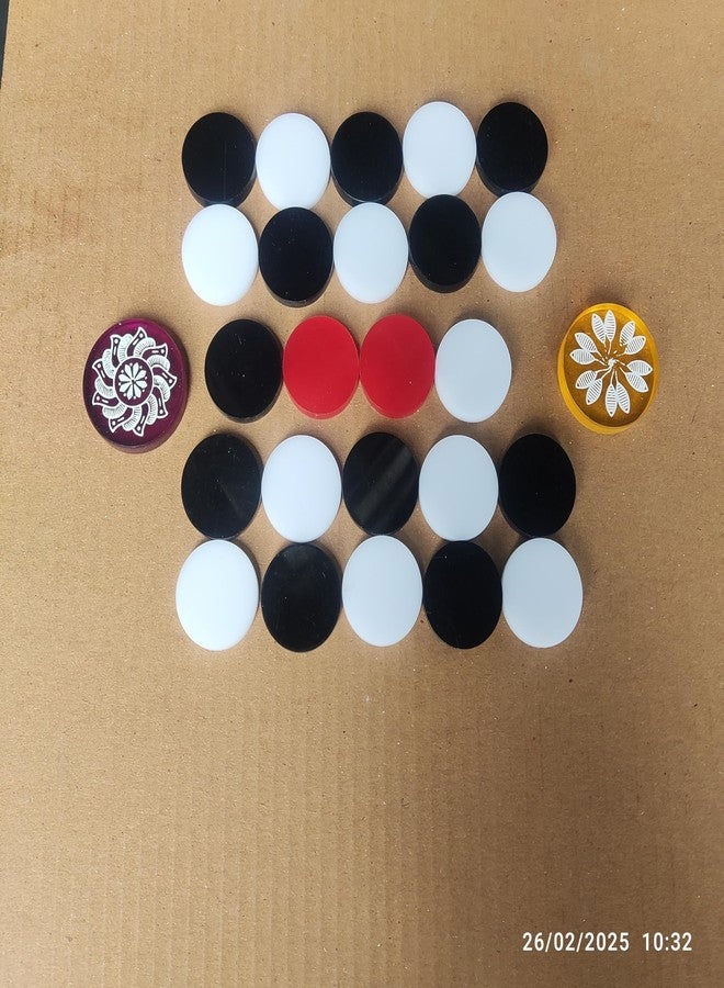 ATCUSA Professional Carrom Board Game International Tournament Champion Acrylic Coins | Set of 24 Coins (6mm) with 2 Striker (8mm) Included (Acrylic Coins 6mm - 24 Coins 2 Strikers) - Image 4
