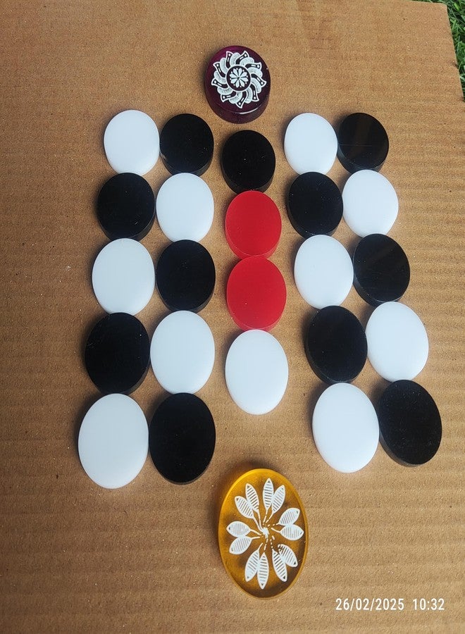 ATCUSA Professional Carrom Board Game International Tournament Champion Acrylic Coins | Set of 24 Coins (6mm) with 2 Striker (8mm) Included (Acrylic Coins 6mm - 24 Coins 2 Strikers) - Image 5