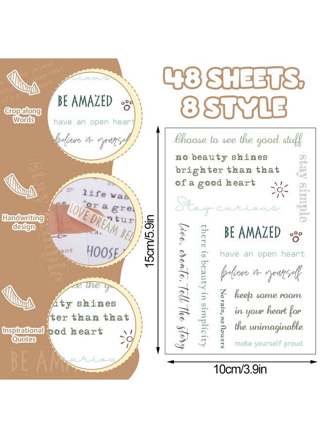 Teling 48 Sheets Inspirational Quotes Planner Stickers Small Talk For Journaling Scrapbook Supplies Motivational Words Simple Neat Handwritten Letters Typewritten Scripts 8 Styles (Colorful) - Image 2