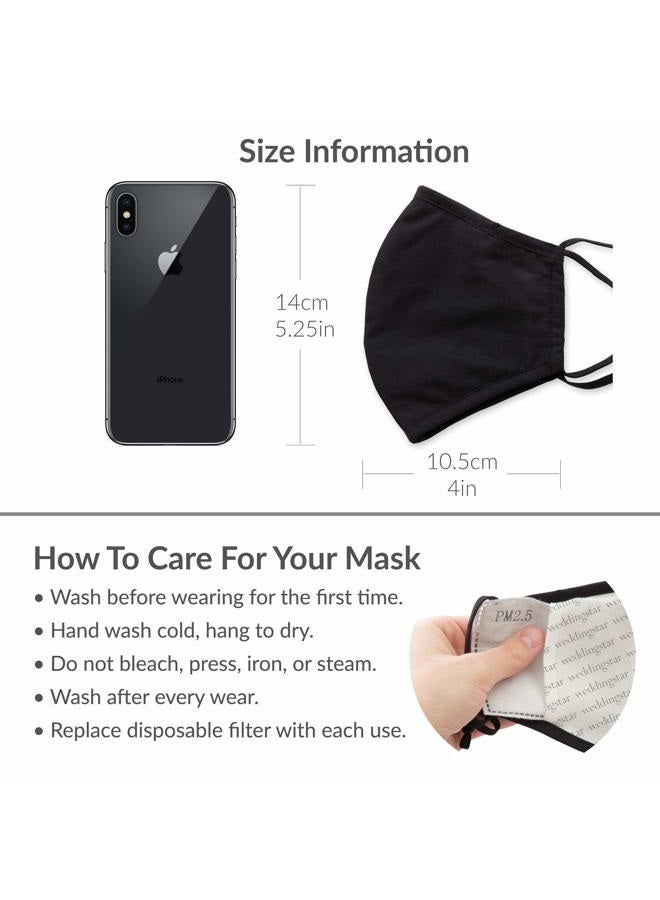 weddingstar 3 Pack Adult Washable Cloth Face Mask Reusable and Adjustable with Filter Pocket - Navy Blue - Image 5