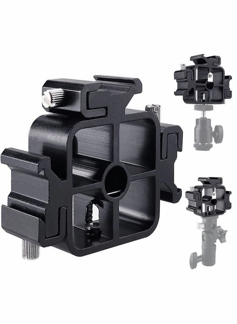 كابتن تيك Shoe Mounts, Camera Hot Shoe Lamp Holder Flash Base Live Broadcast Bracket Multi-function Standard One-turn Three Camera Shoe Mount 1/4""-20 Tripod Screw Adapter Shoe Mount, for DSLR Camera Rig 1Pcs - Image 1