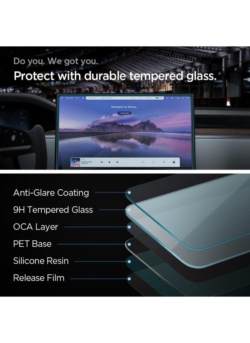 Spigen شاشة تعمل باللمس مقاس 17 بوصة من GLASTR EZ Fit لسيارة Tesla Model S (2021/2022/2023/2024) / Tesla Model X (2021/2022/2023/2024) - شفافة للغاية  - Image 4