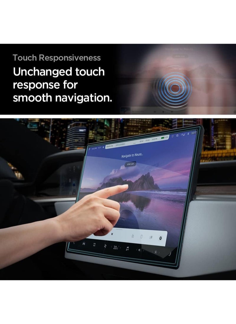 Spigen - GLAStR EZ Fit for Refreshed Tesla Model S (2021/2022/2023/2024) / Tesla Model X (2021/2022/2023/2024) 17 inch Dashboard Touchscreen - Crystal Clear - Image 1