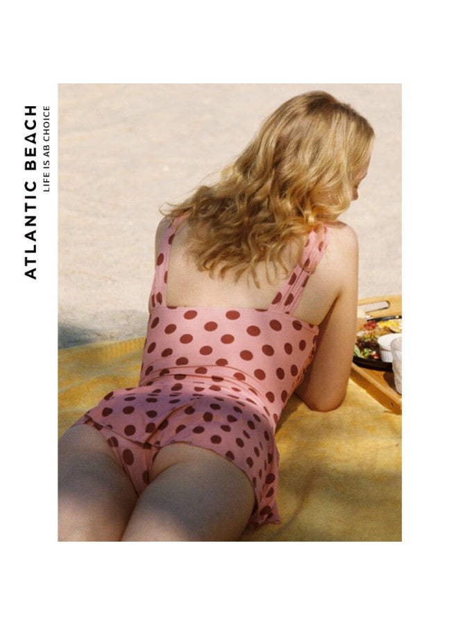 Atlanticbeach Atlantic Beach New Retro French Polka Dot Series One-Piece Swimsuit Sunscreen Beach Cover Belly Slimming Swimwear - Image 3