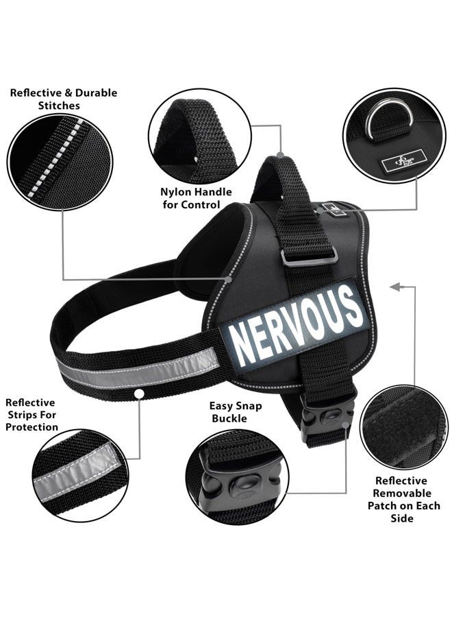 Doggie Stylz Dog Harness with Removable Patches and Reflective Trim. Dog Vest Comes with 2 Nervous Reflective Hook and Loop Patches. Measure Dogs Girth Before Purchase (Girth 19" - 25" Black) - Image 2