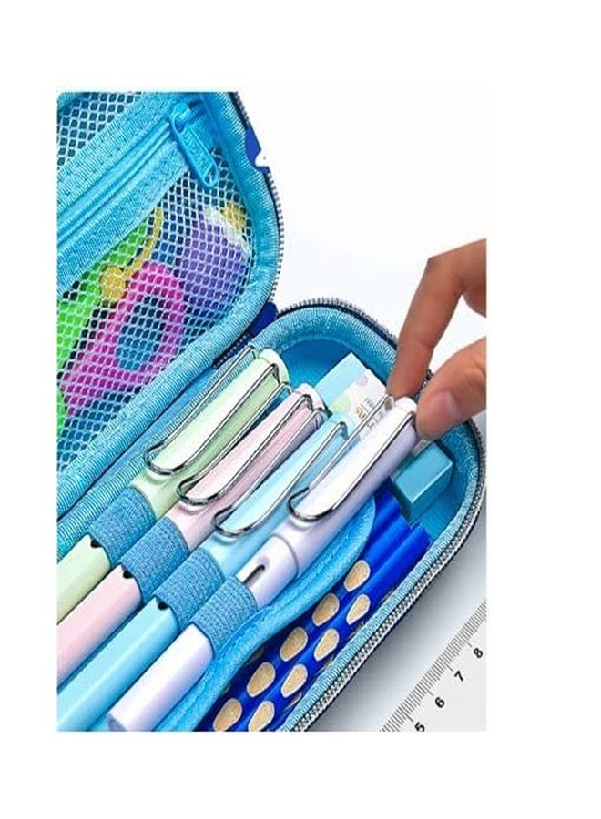 TEMSON Cartoon Printed Pencil Case for Children, Pencil Box with Multi Compartment,Stationery Box, School Supply Organizer for Students. (Elephant - Dark Blue)(38127-B) - Image 3