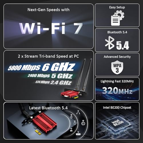 GLOTRENDS BE8774 WiFi 7 PCIe Card for Desktop PC with Intel BE200NGW Chip, 802.11be, Bluetooth 5.4, Only Compatible with Windows 11 24H2 or Above Version (Not Support AMD Motherboard) - Image 3
