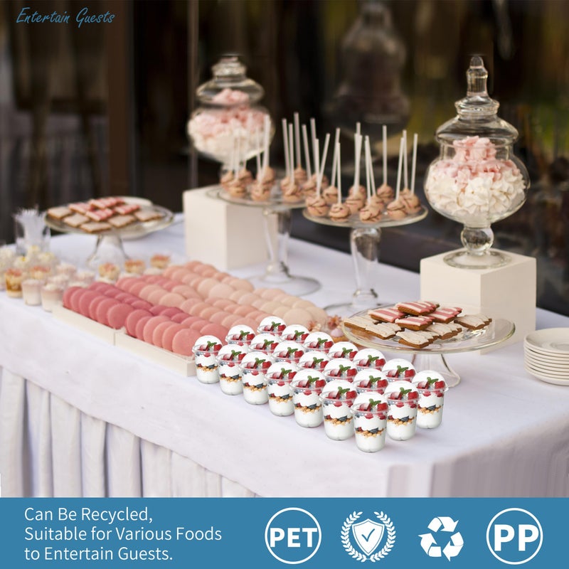 Songtaste 50 Pcs Disposable Plastic Cups 12 Oz Clear Plastic Parfait Cups with Dome Lids and No Hole Dessert Yogurt Fruit Holders for Kids Take Away Breakfast and Snacks Cold Drinks Ice Cream Fruit - Image 3