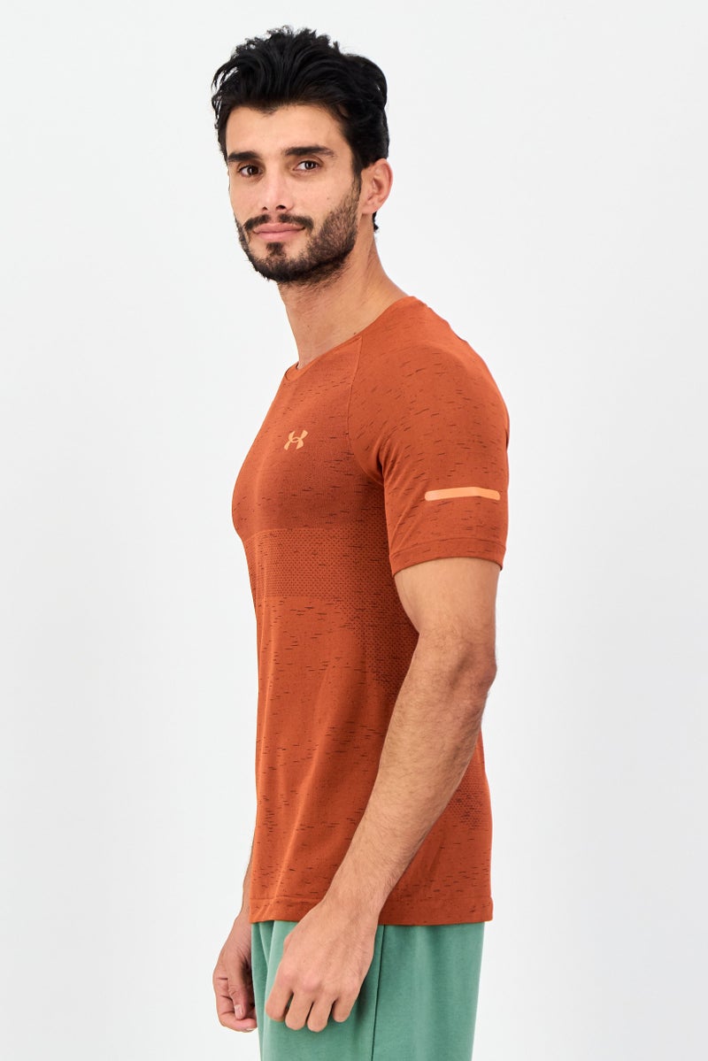 UNDER ARMOUR Men Fitted Short Sleeve  Running T-shirt, Rust - Image 2