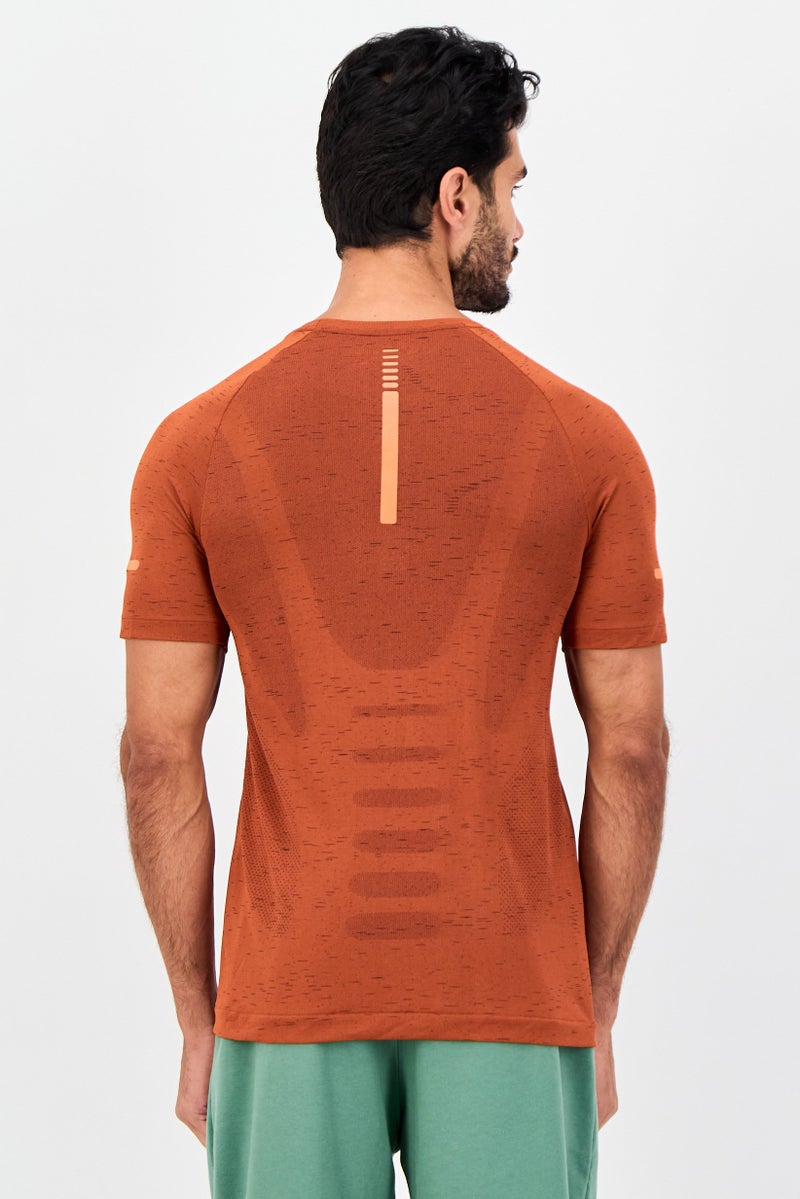 UNDER ARMOUR Men Fitted Short Sleeve  Running T-shirt, Rust - Image 3