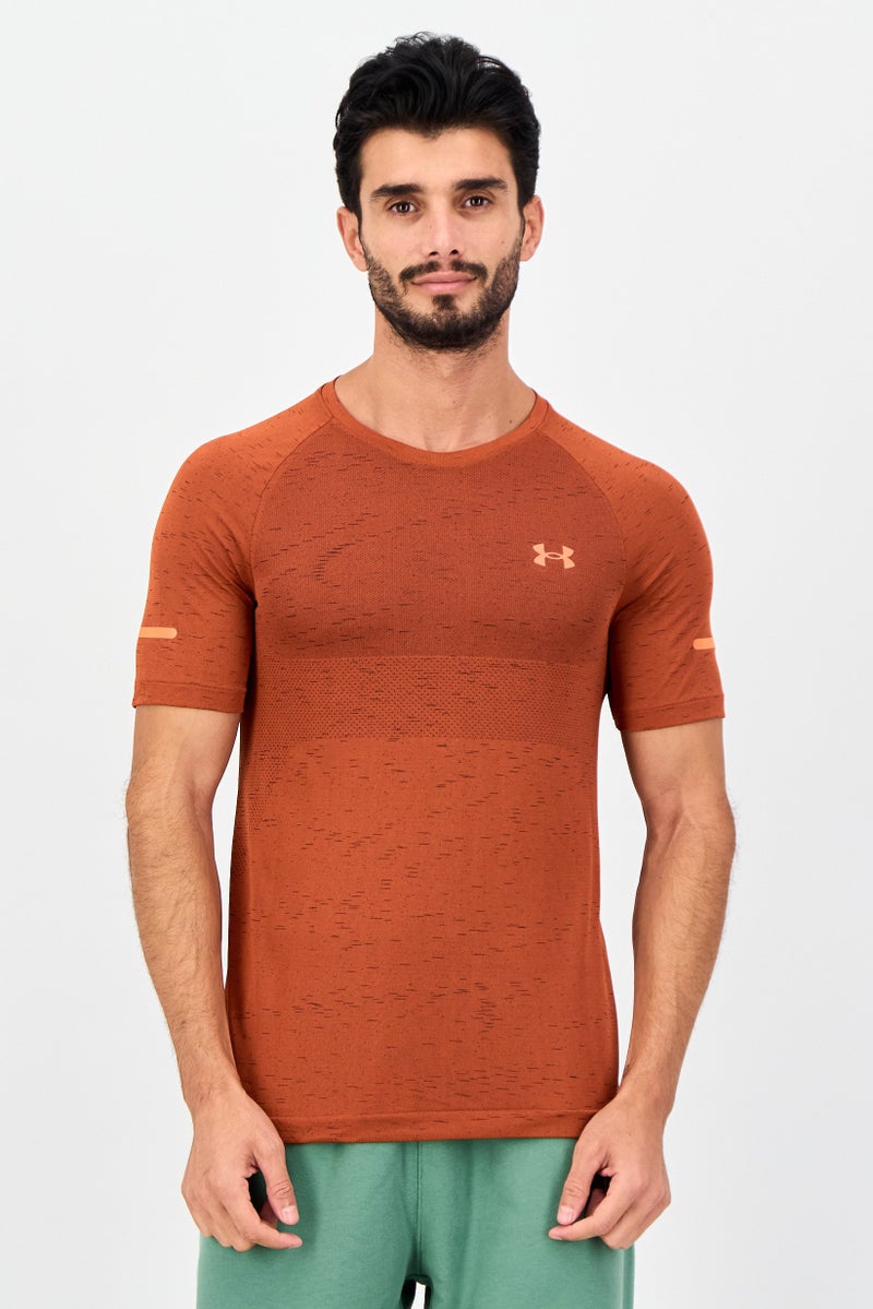 UNDER ARMOUR Men Fitted Short Sleeve  Running T-shirt, Rust - Image 1