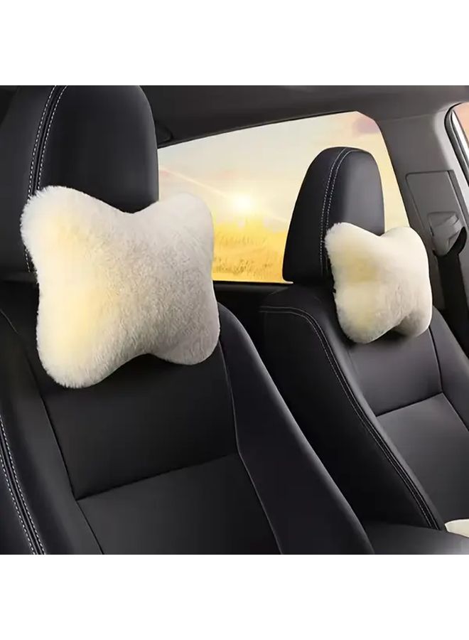 2 Pcs Beige Car Neck Pillow for Driving Comfortable Breathable Ergonomic Support Headrest Cushion Long Drive Road Trip Essentials Vehicle Interior Accessories - Image 1