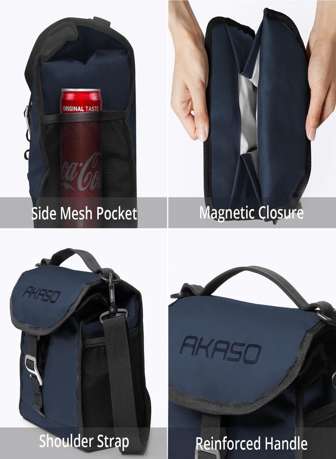 أكاسو حقيبة غداء معزولة ومبردة من أكاسو، قابلة للطي، تتسع لـ 12 علبة، مزودة بحزام كتف قابل للتعديل، مثالية للمكتب والنزهات، لون أزرق - Image 5