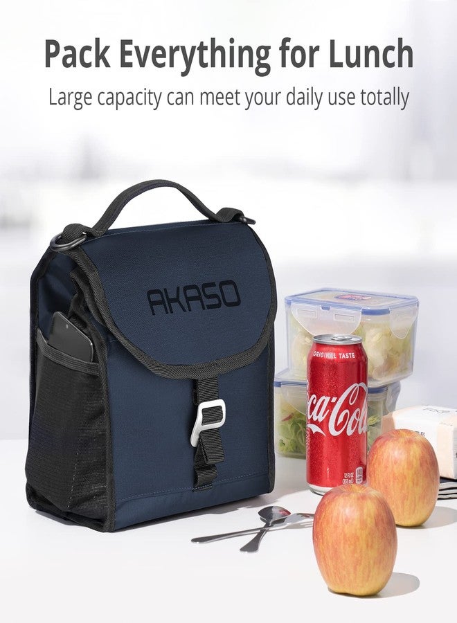 أكاسو حقيبة غداء معزولة ومبردة من أكاسو، قابلة للطي، تتسع لـ 12 علبة، مزودة بحزام كتف قابل للتعديل، مثالية للمكتب والنزهات، لون أزرق - Image 3