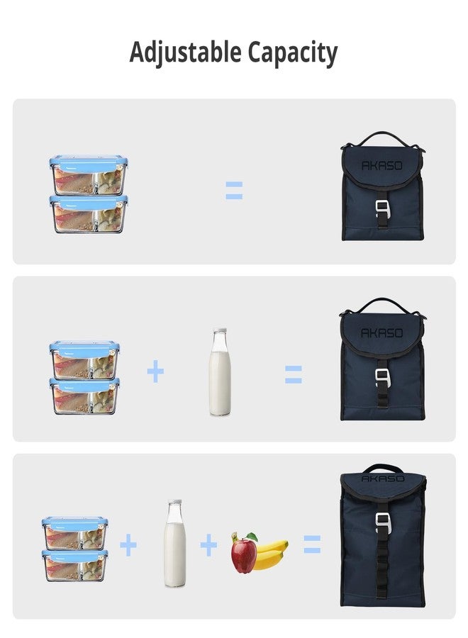 أكاسو حقيبة غداء معزولة ومبردة من أكاسو، قابلة للطي، تتسع لـ 12 علبة، مزودة بحزام كتف قابل للتعديل، مثالية للمكتب والنزهات، لون أزرق - Image 4