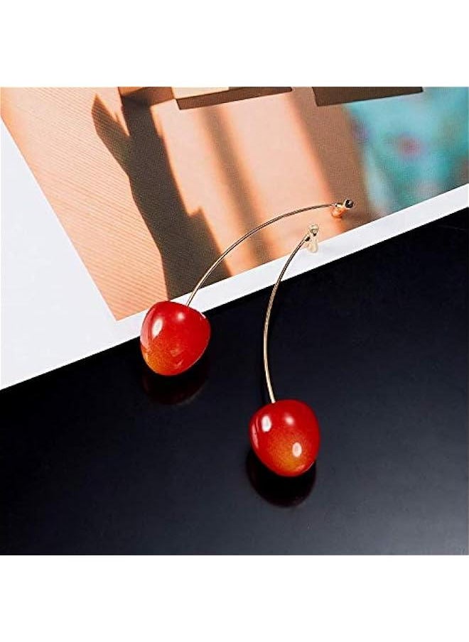 Generic 4 Pairs Cherry Earrings Cherry Sweet Earrings 3D Cherry Dangle Earrings for Women and Girls  - Image 4