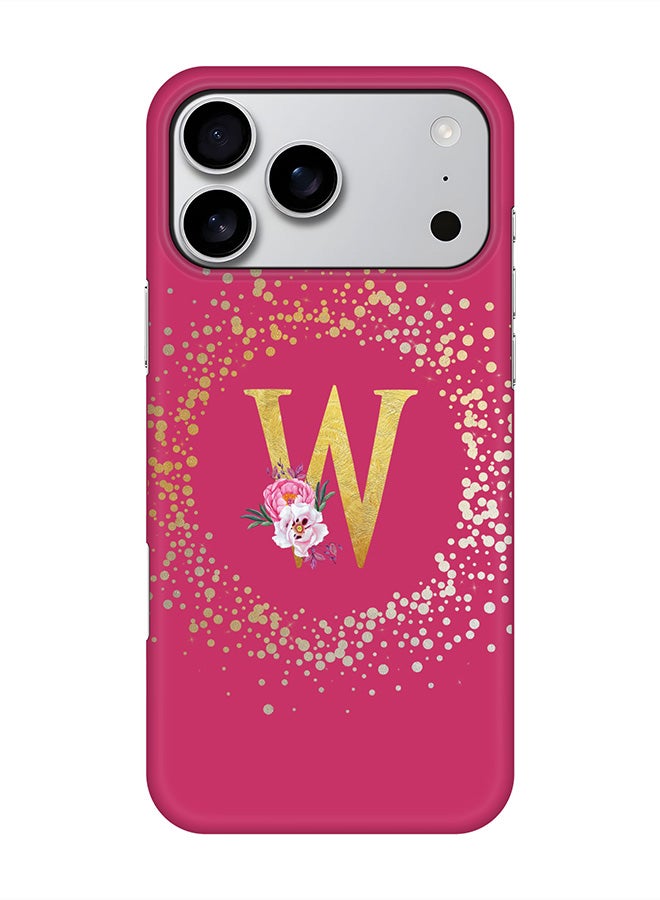 Stylizedd For iPhone 17 Pro Max,Case, [Compatible with MagSafe] Magnetic cover Slim fit Protection Matte, - Custom Monogram Floral - W ( Deep Pink )