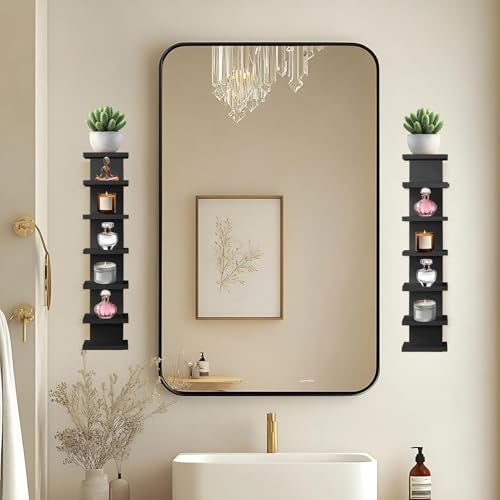 Hlimior 2 Pack 7 Tier Wall Shelf Unit - Lack Floating Shelf, Compact Display Floating Shelf, Vertical Column Wall Decor Mount Floating Storage Organizer Tall Tower Shelf for Bedroom, Living Room - Image 4