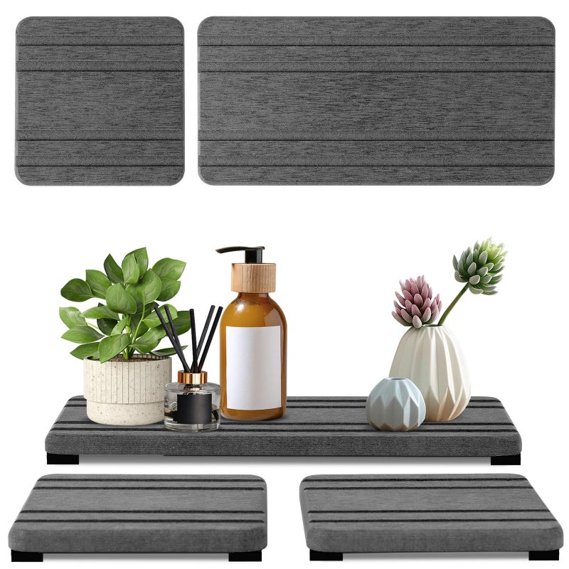 3PCS Water Absorbing Stone Tray DryingNeat Diatomite Stone Sink Tray Instant Dry Sink Coasters Kitchen Sponge Hand Soap Holder Countertop Fast Drying Counter Trays8 4inch and 4 4inch